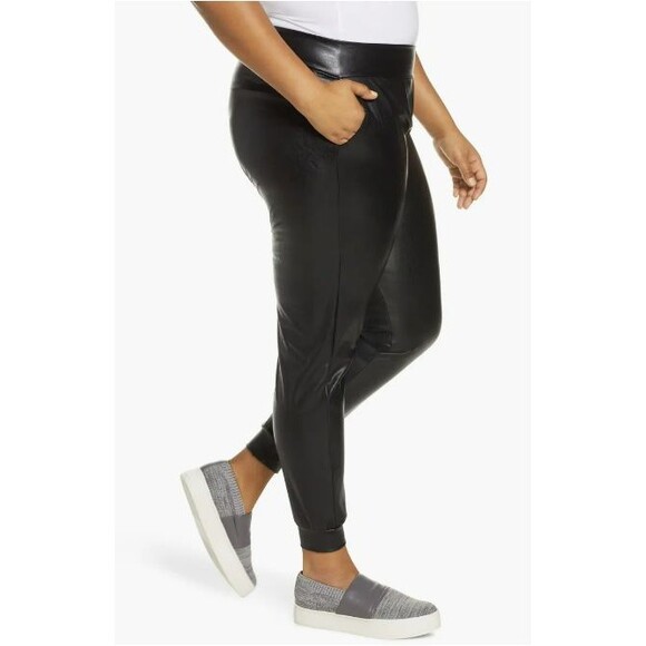 Commando Faux Leather Joggers Pants Size Small Black Pull On Pockets - Picture 1 of 9